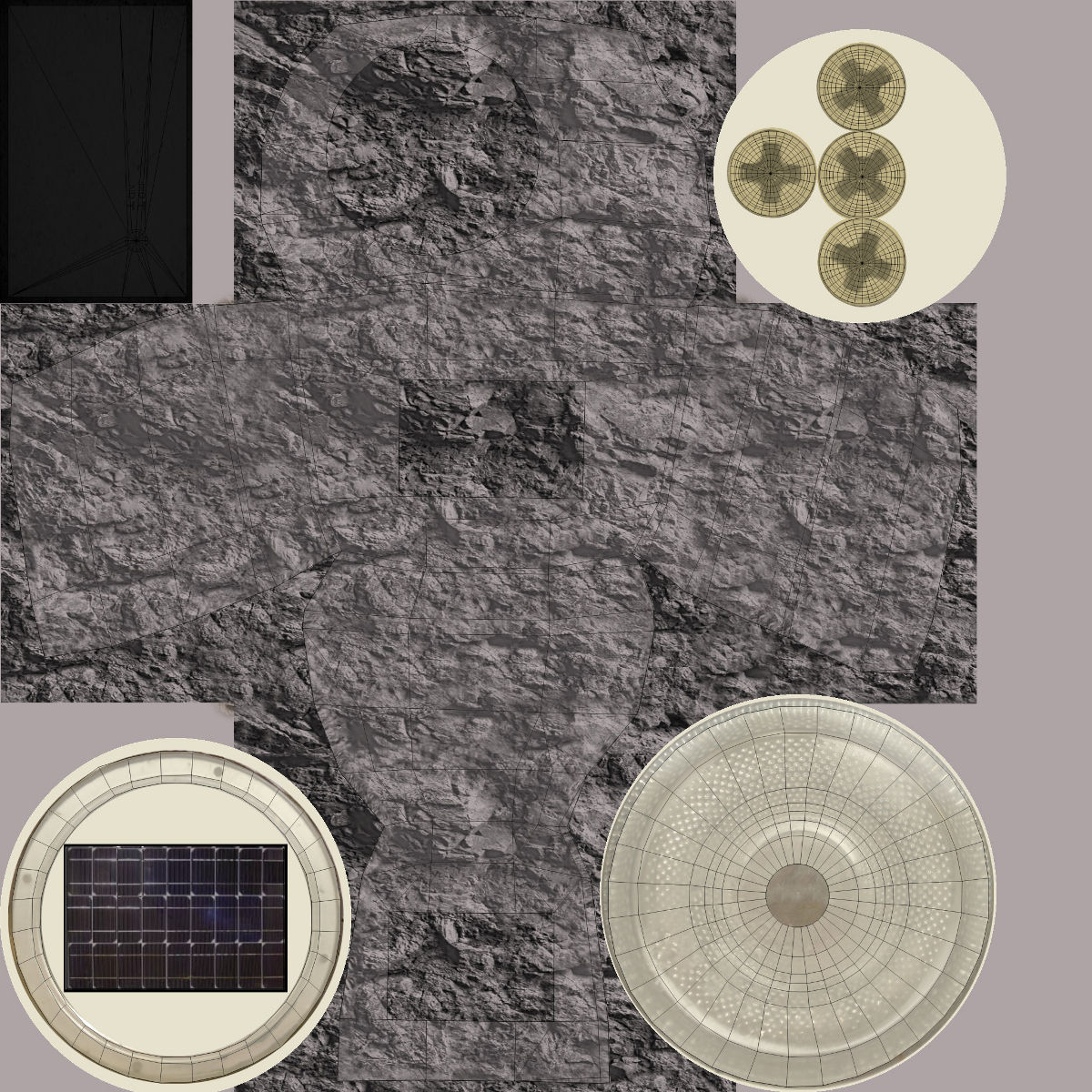 Stone Solar Spot Light 3D model_11