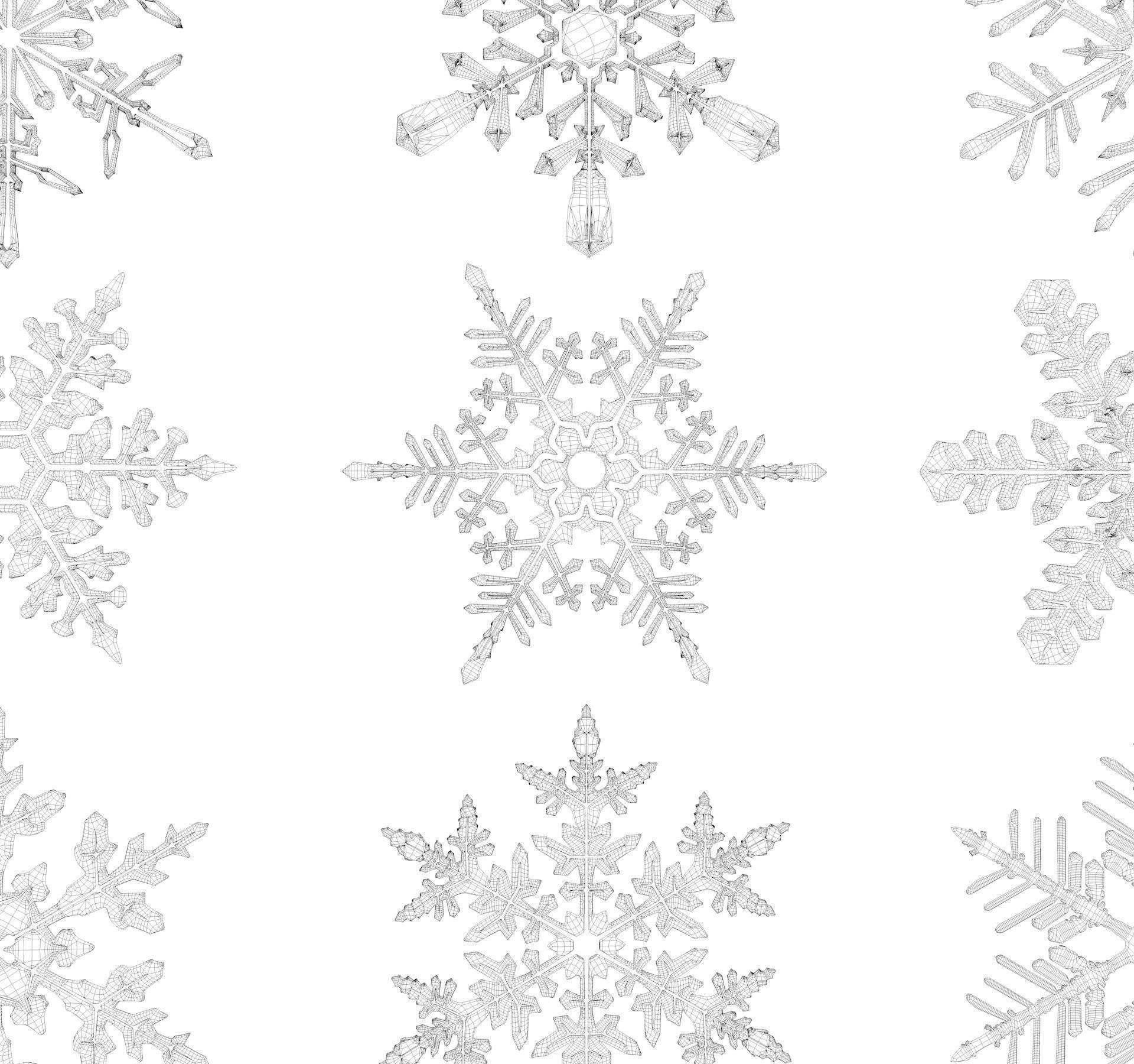 Snowflakes snowflake 3D model_6