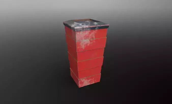 Road Side Dustbin 3d model with UV mapping and texture