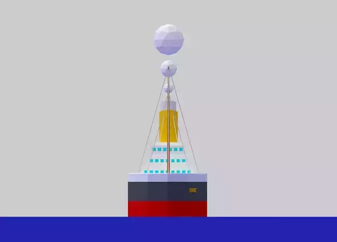 Low Poly Simple Cartoon Titanic Low-poly 3D model
