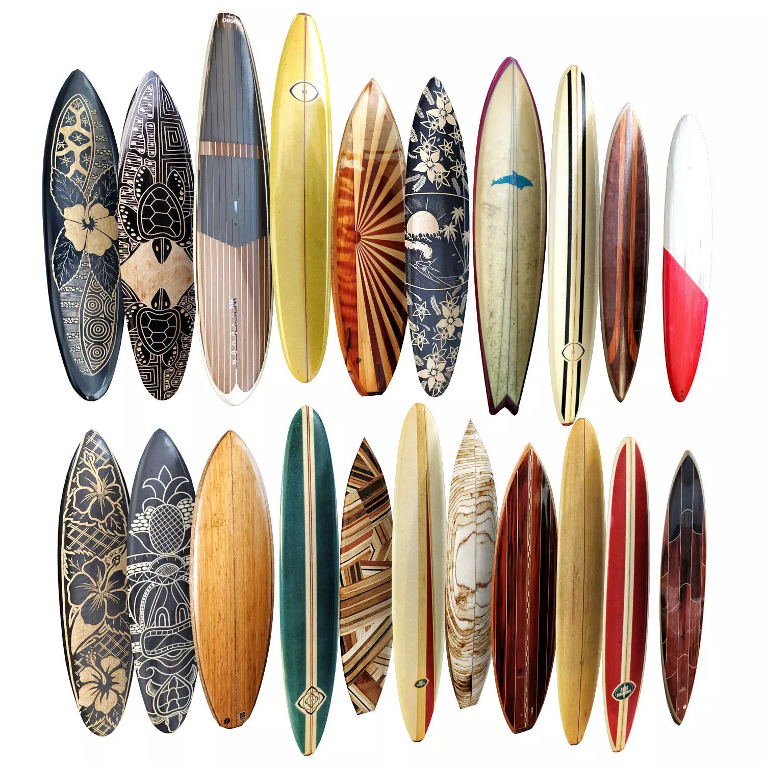 Serfboards wooden surfboards 3D model