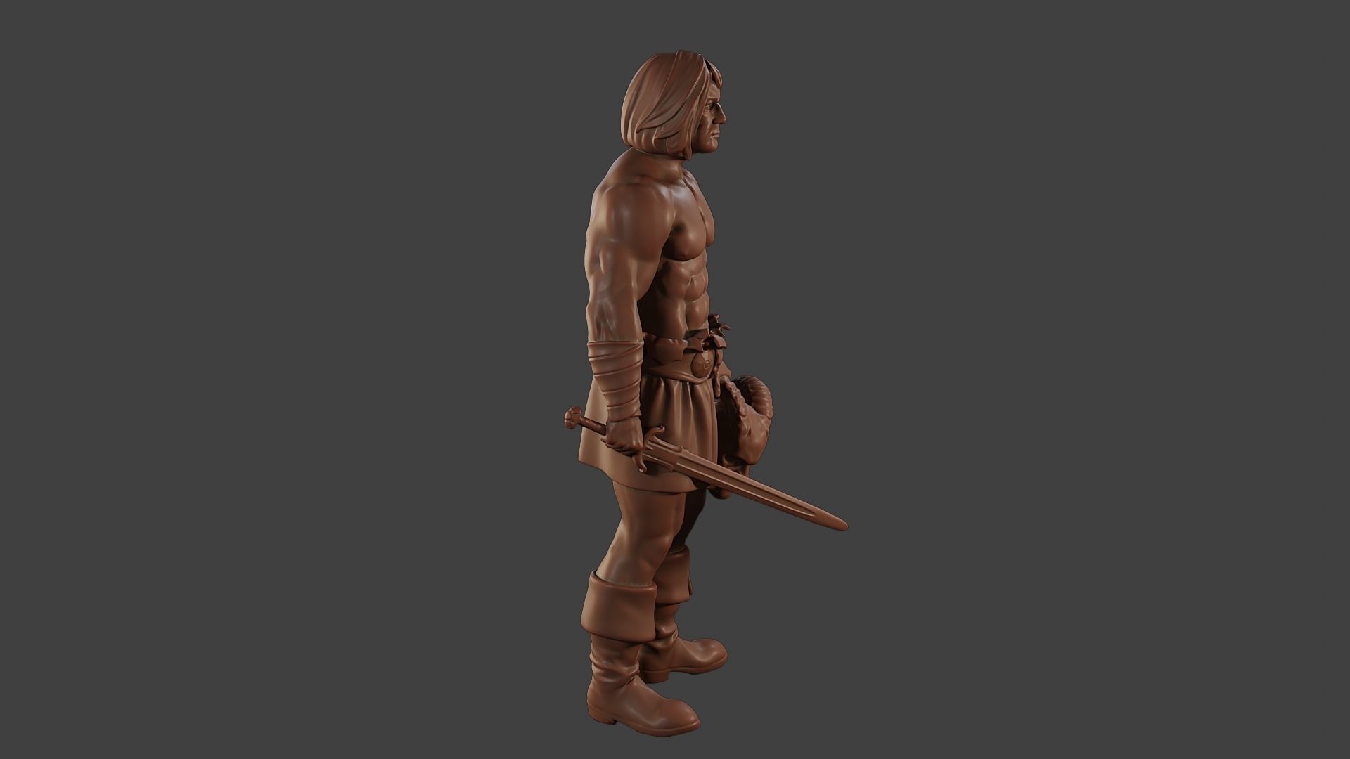 Male Barbarian 2HSword Cut Head 3D print model_30