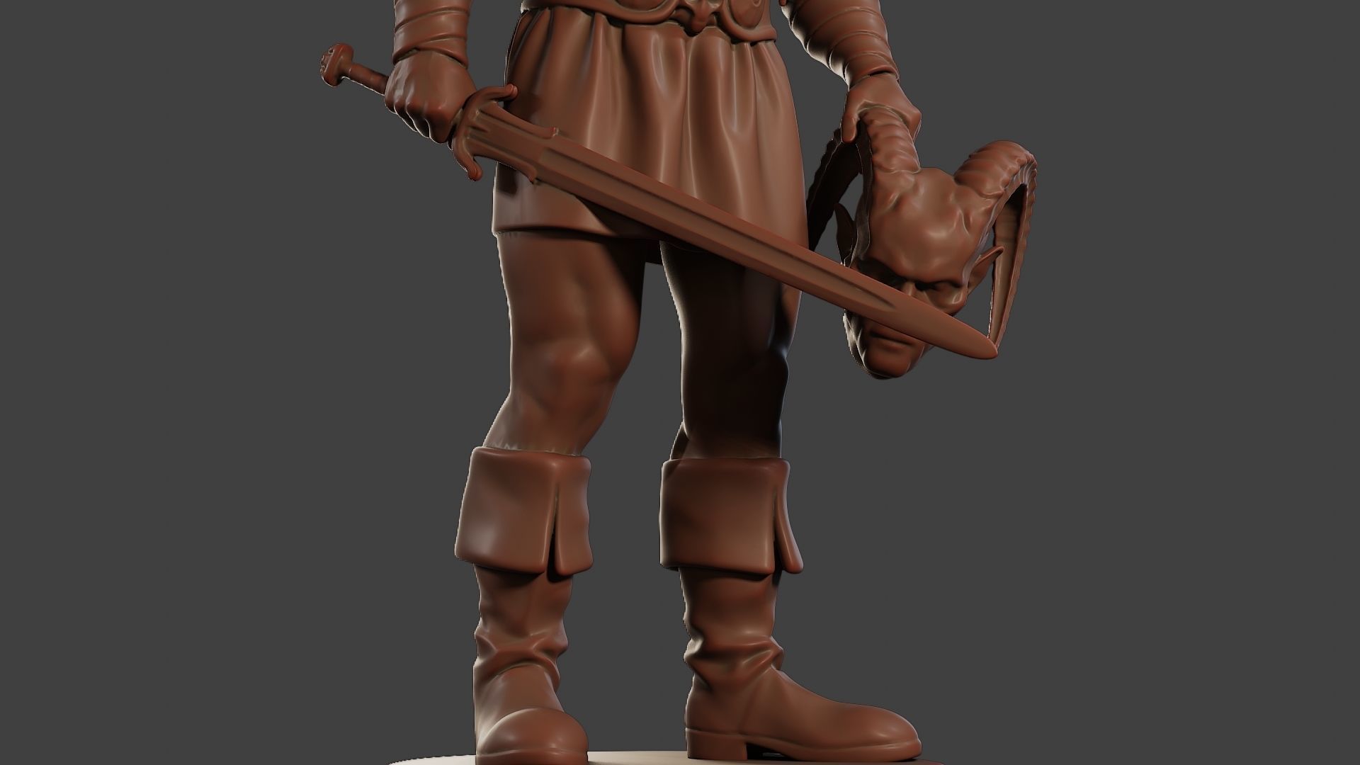 Male Barbarian 2HSword Cut Head 3D print model_13