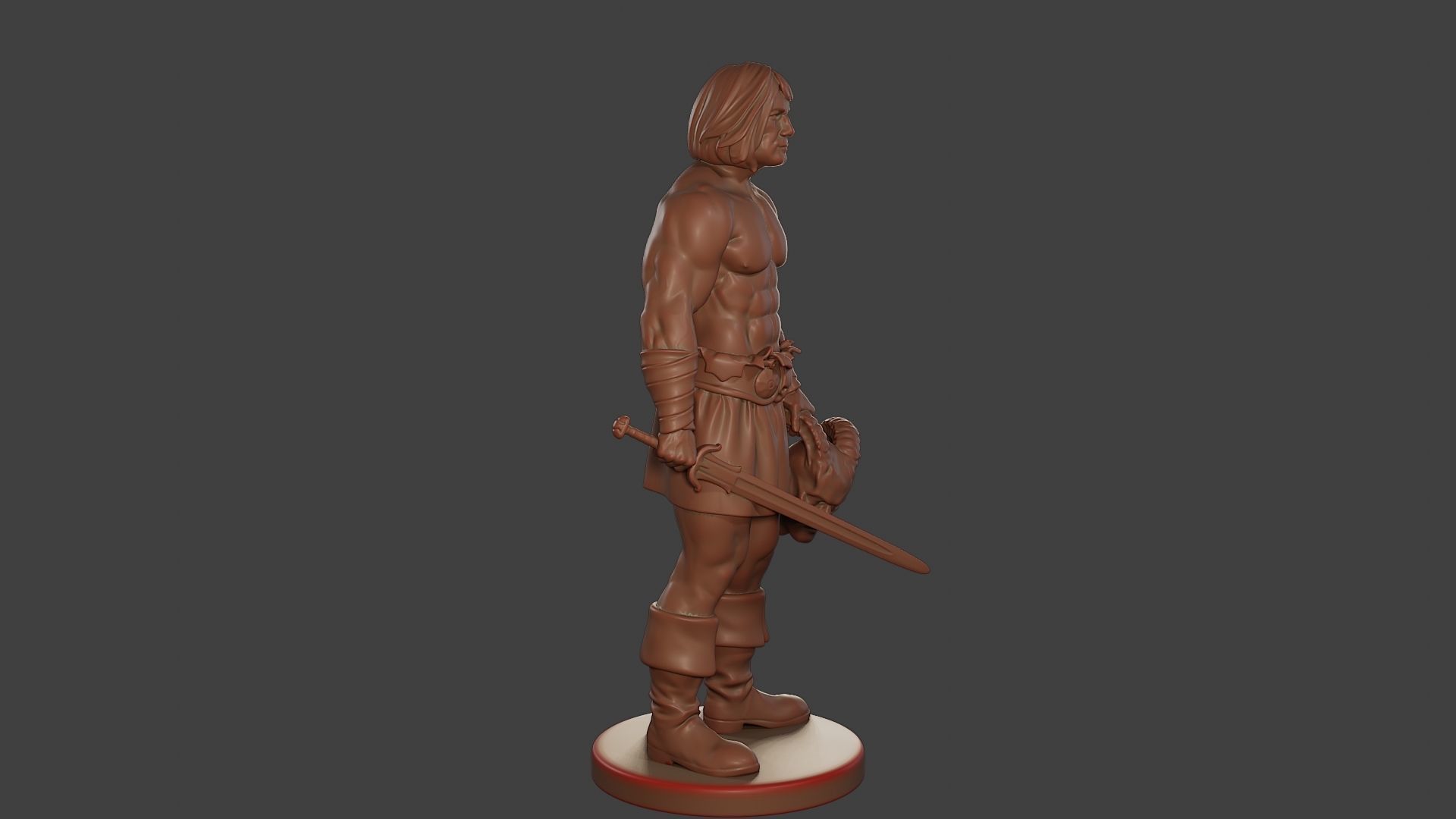 Male Barbarian 2HSword Cut Head 3D print model_9
