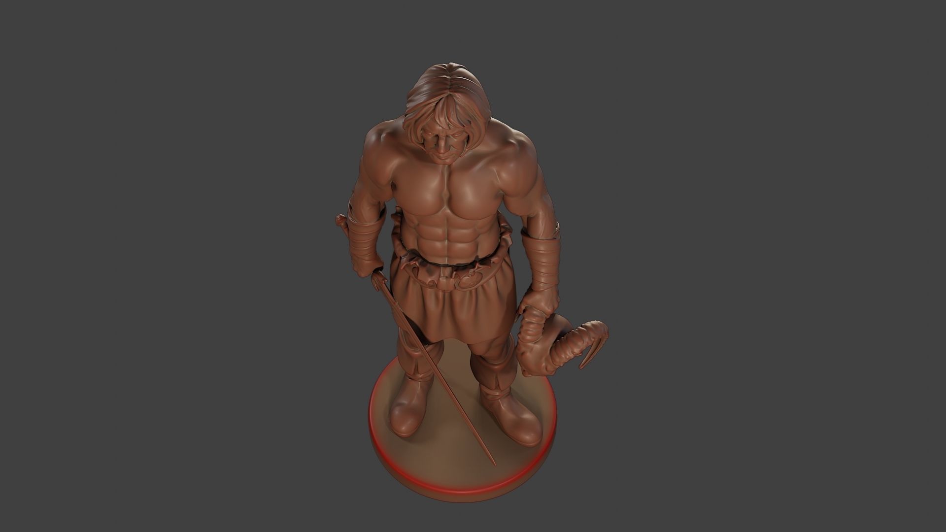 Male Barbarian 2HSword Cut Head 3D print model_14