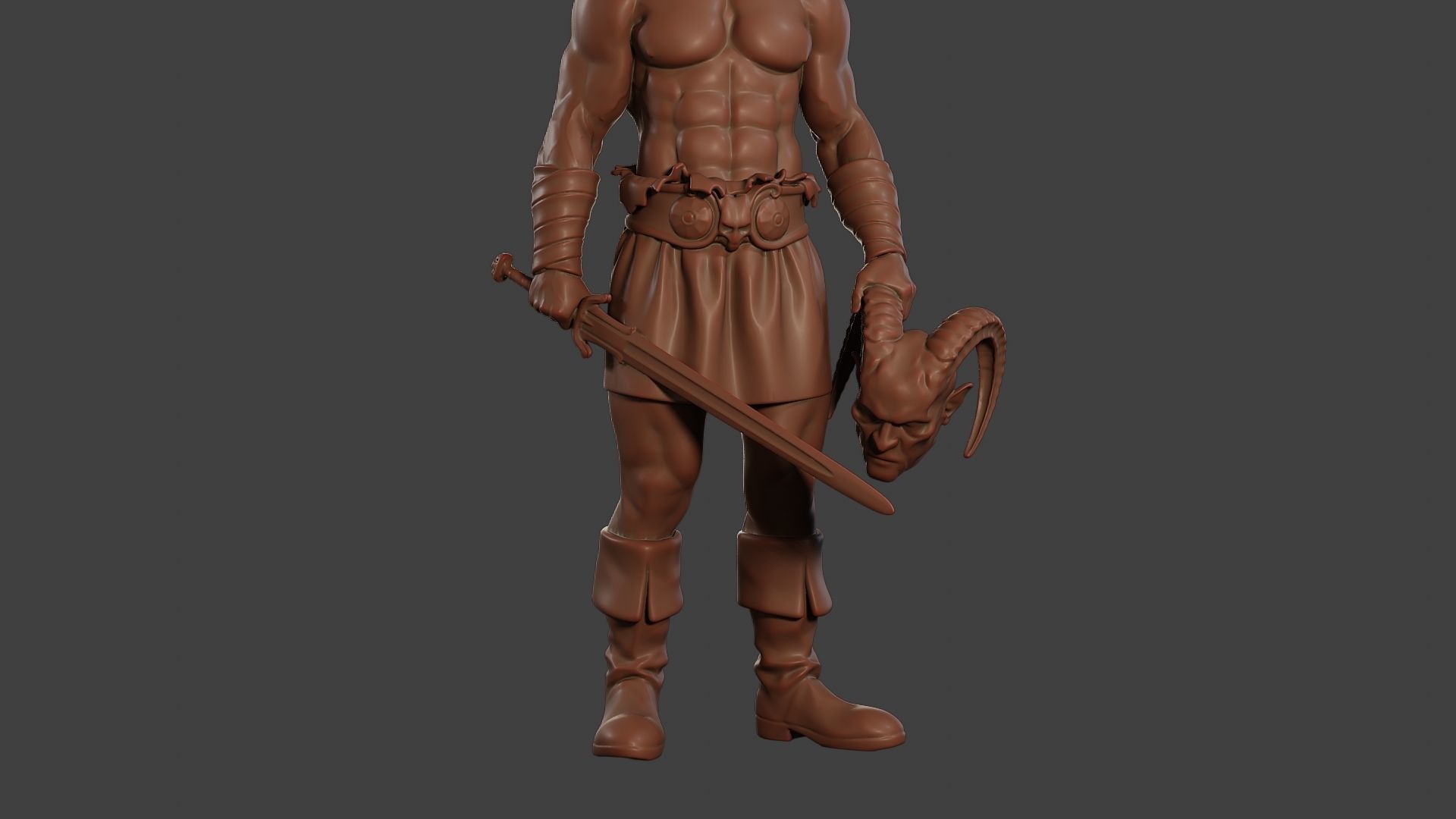 Male Barbarian 2HSword Cut Head 3D print model_28