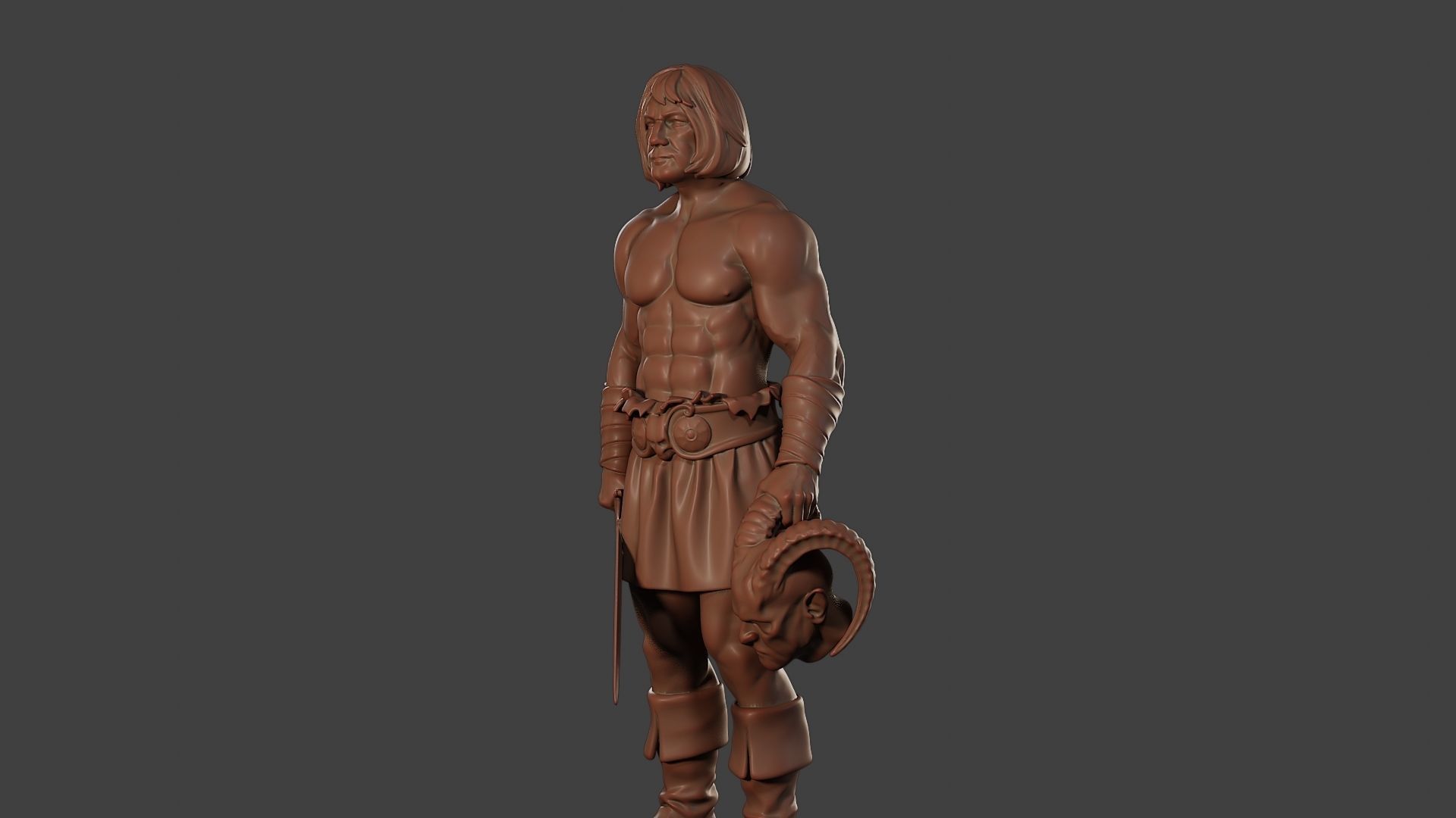 Male Barbarian 2HSword Cut Head 3D print model_27