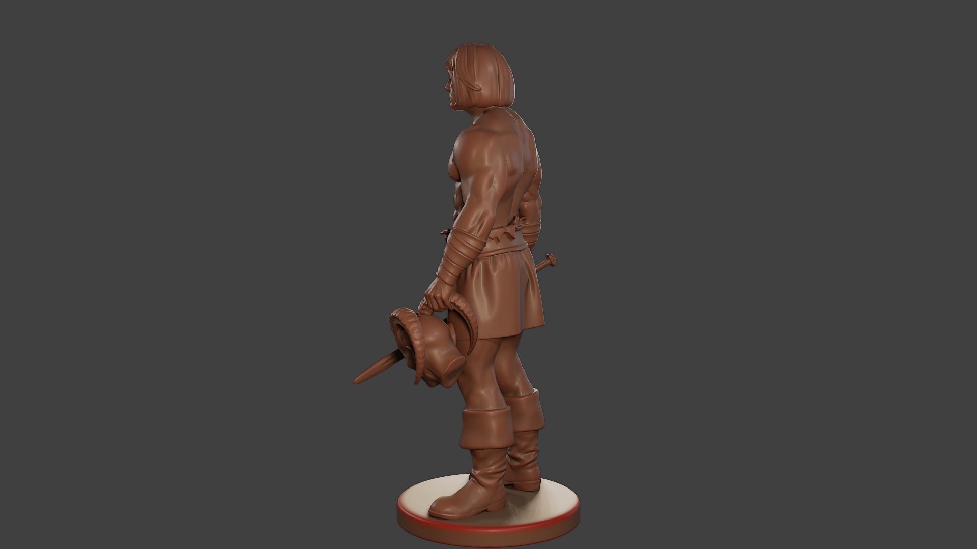 Male Barbarian 2HSword Cut Head 3D print model_4