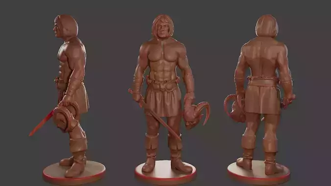 Male Barbarian 2HSword  Cut Head 3D print model