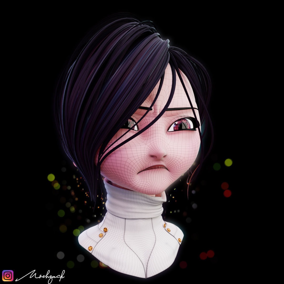 For Commission Make a head Modeling Character  Low-poly 3D model_2