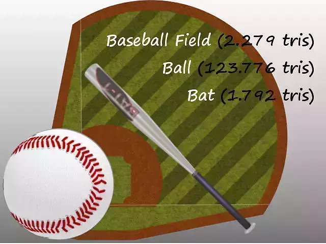 Baseball Field Bat and Ball
