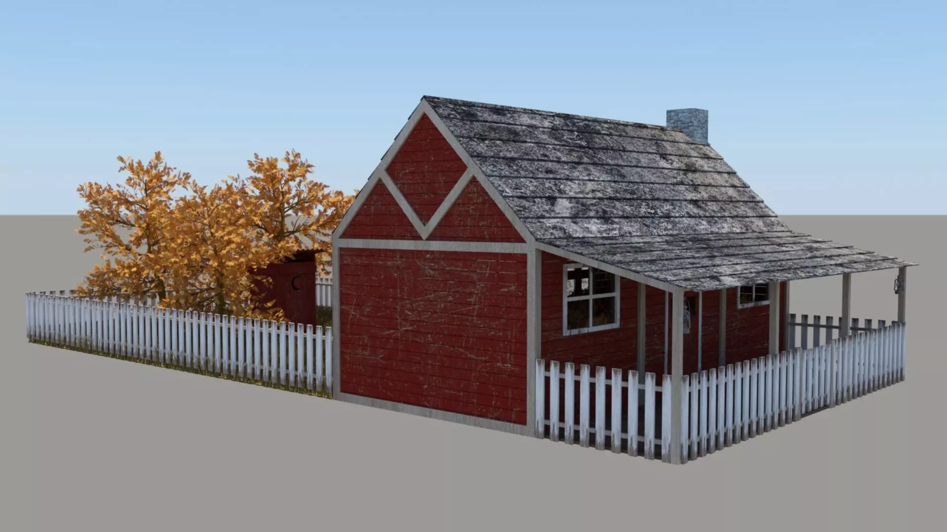 Old wooden cabin 3D model_0