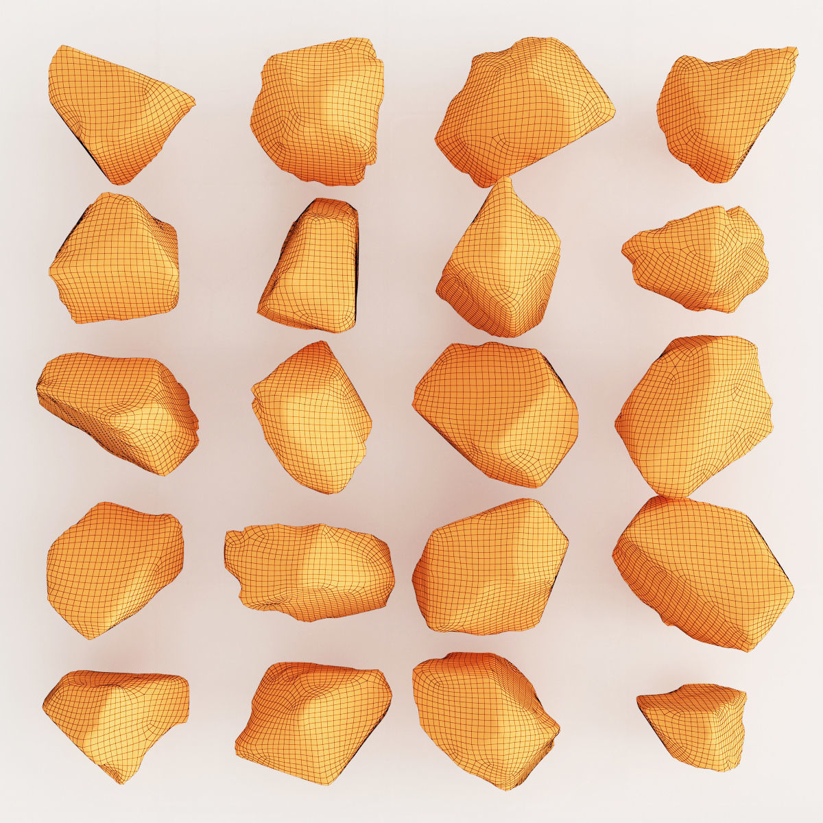 Rock splinter river stone 3D model_4