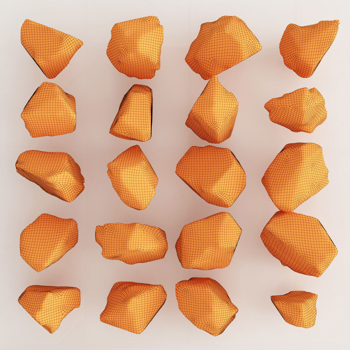 Rock splinter river stone 3D model_5