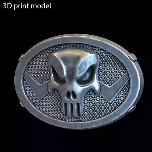 skull belt buckle The Punisher vol1 3D print model skull belt buckle The Punisher vol1 3D print model