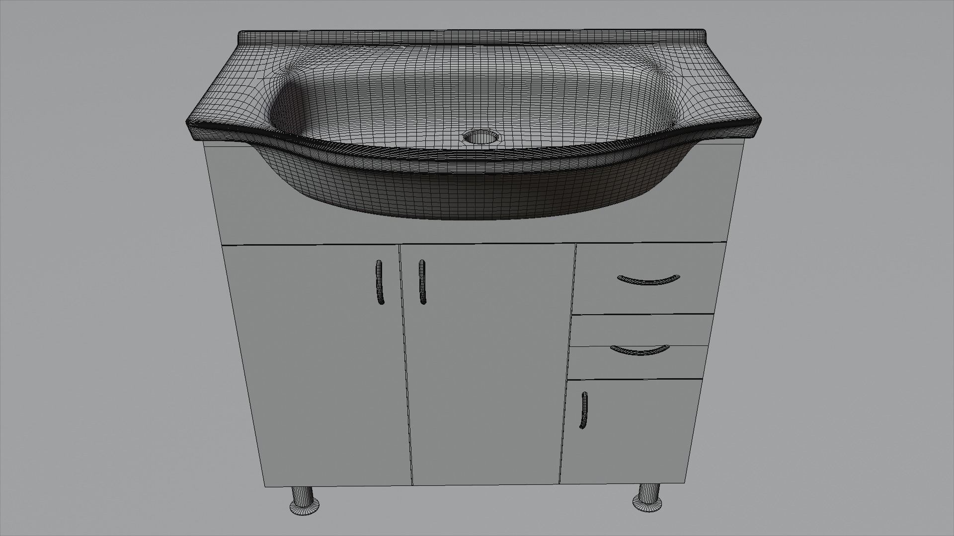 Bathroom wash-basin with cabinet 3D model_3