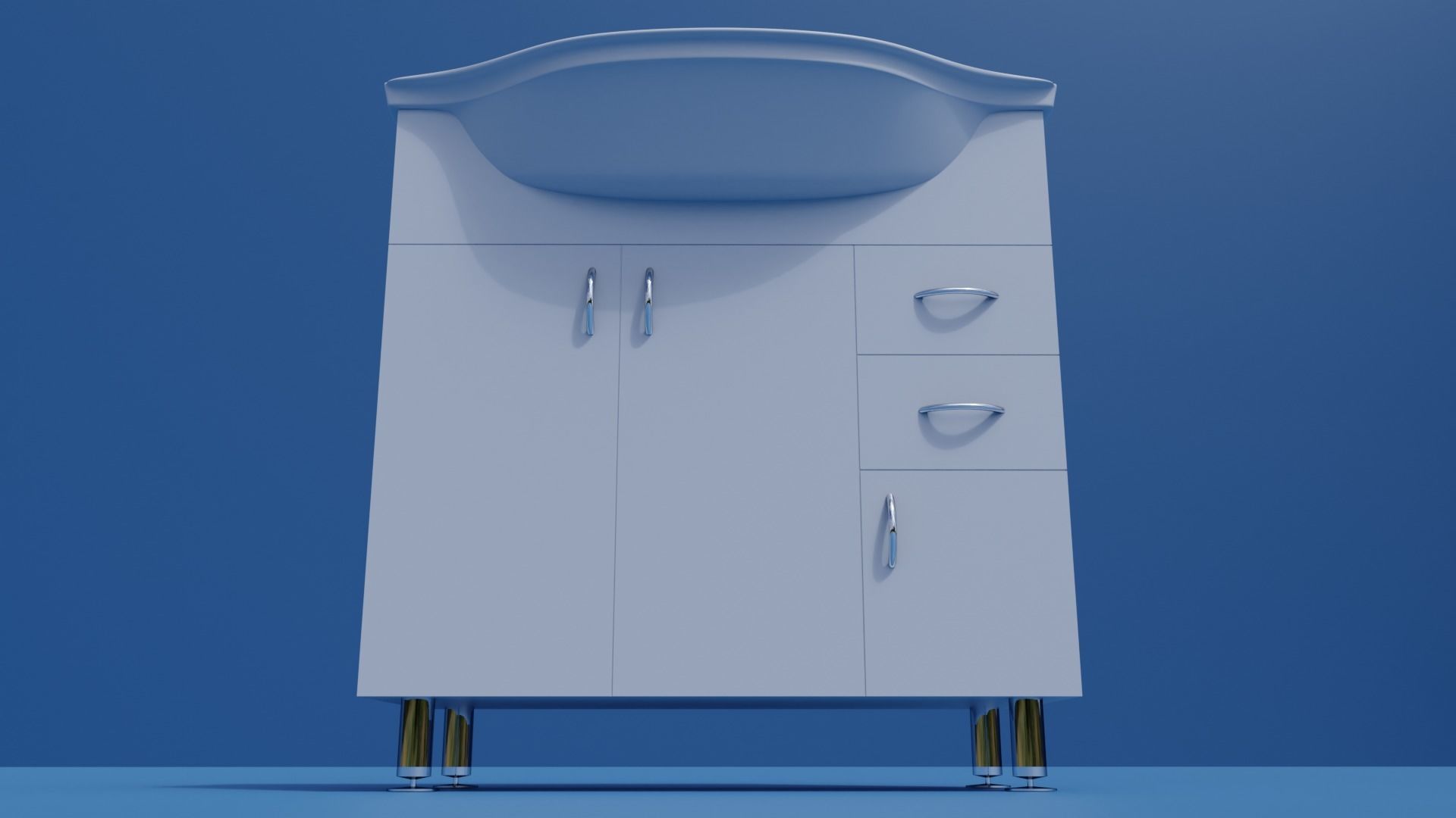 Bathroom wash-basin with cabinet 3D model_12