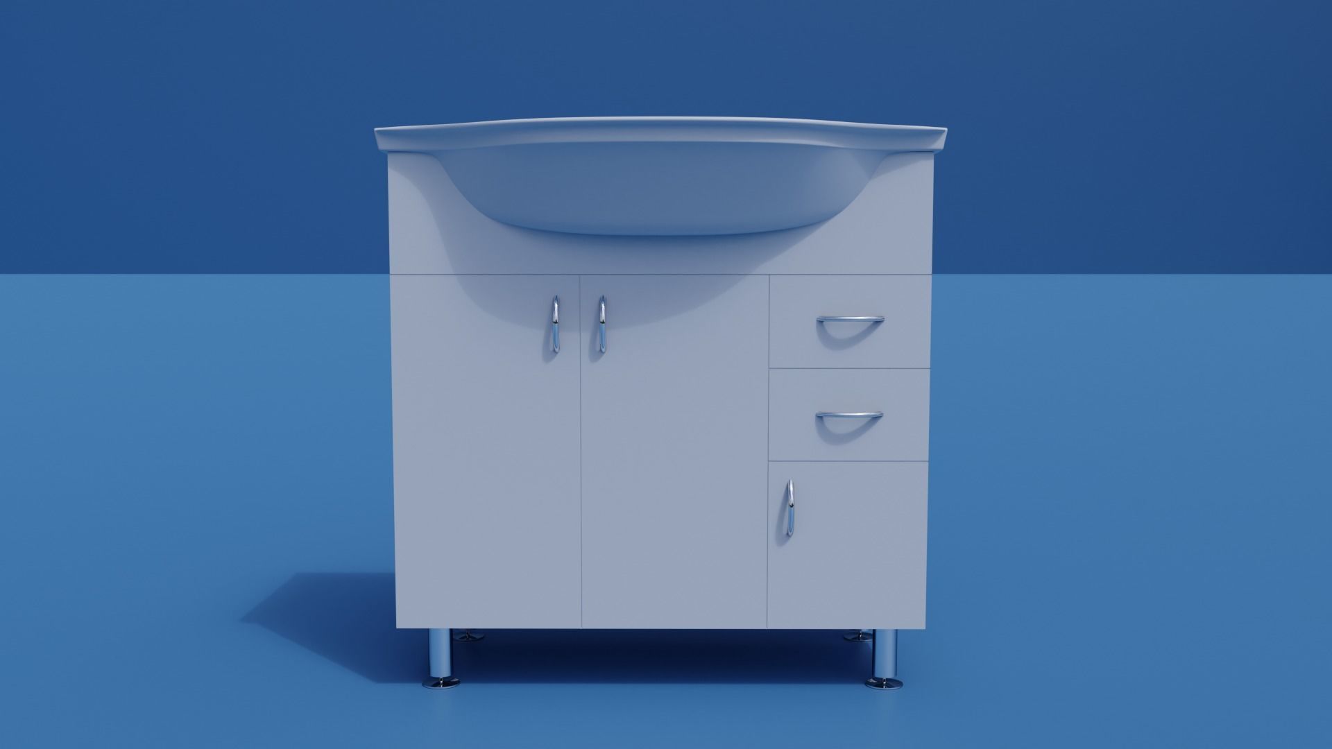 Bathroom wash-basin with cabinet 3D model_6