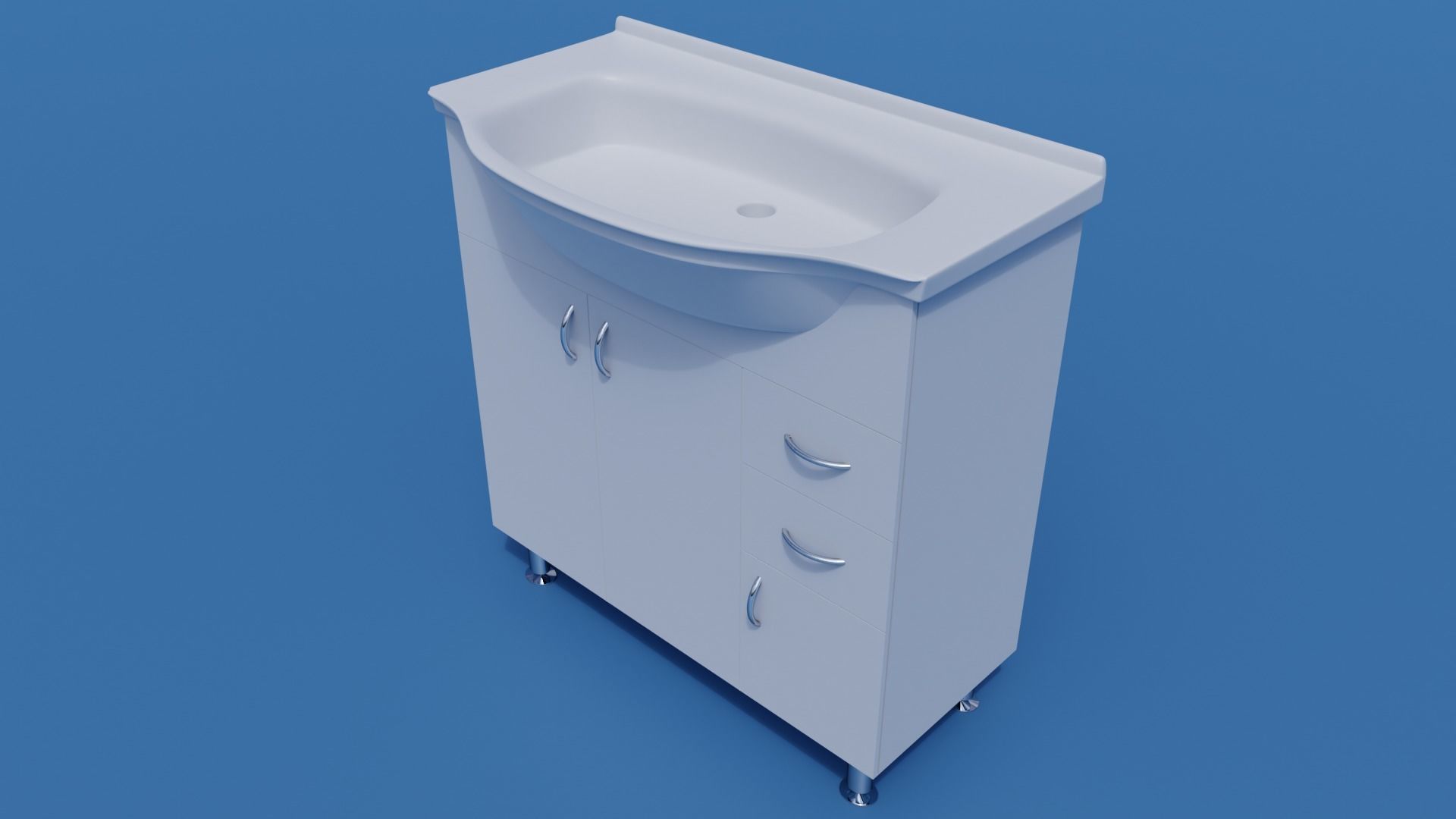 Bathroom wash-basin with cabinet 3D model_4