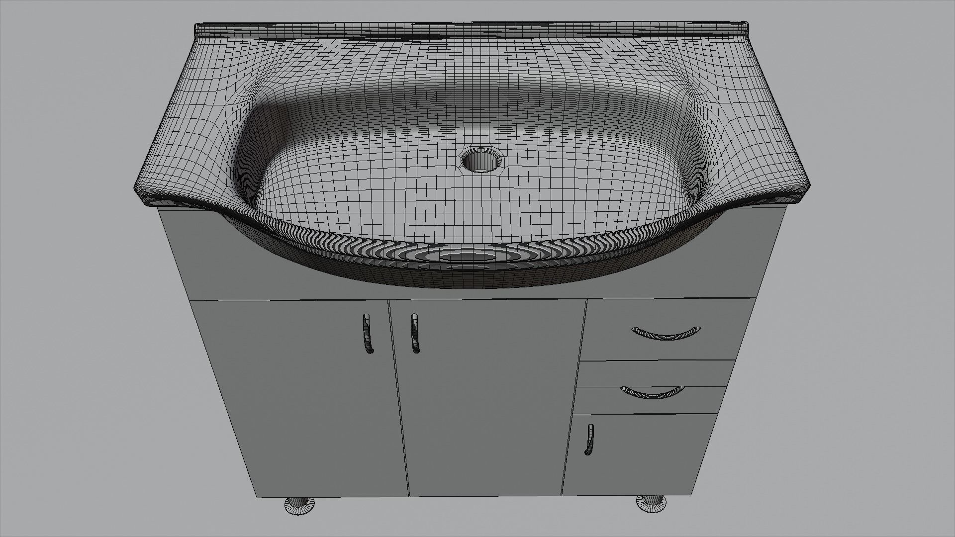 Bathroom wash-basin with cabinet 3D model_9