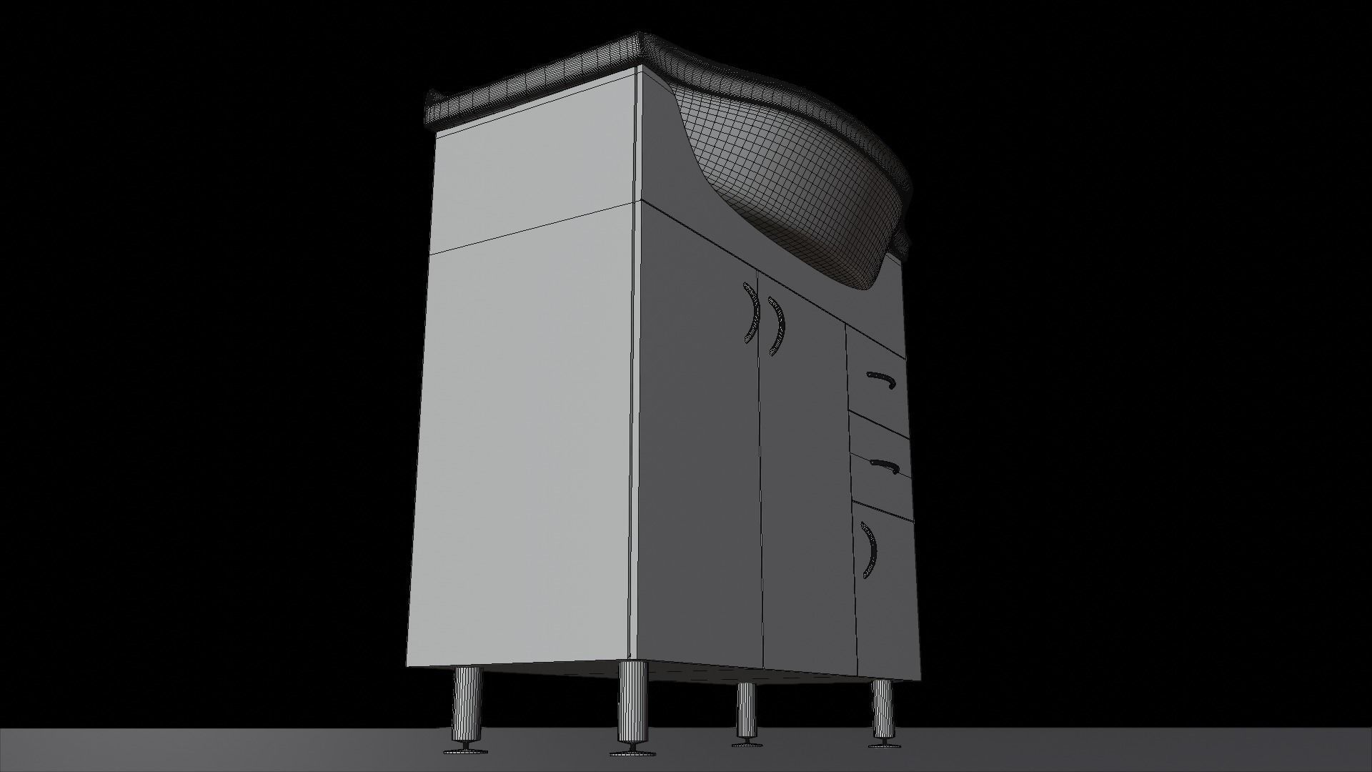 Bathroom wash-basin with cabinet 3D model_15
