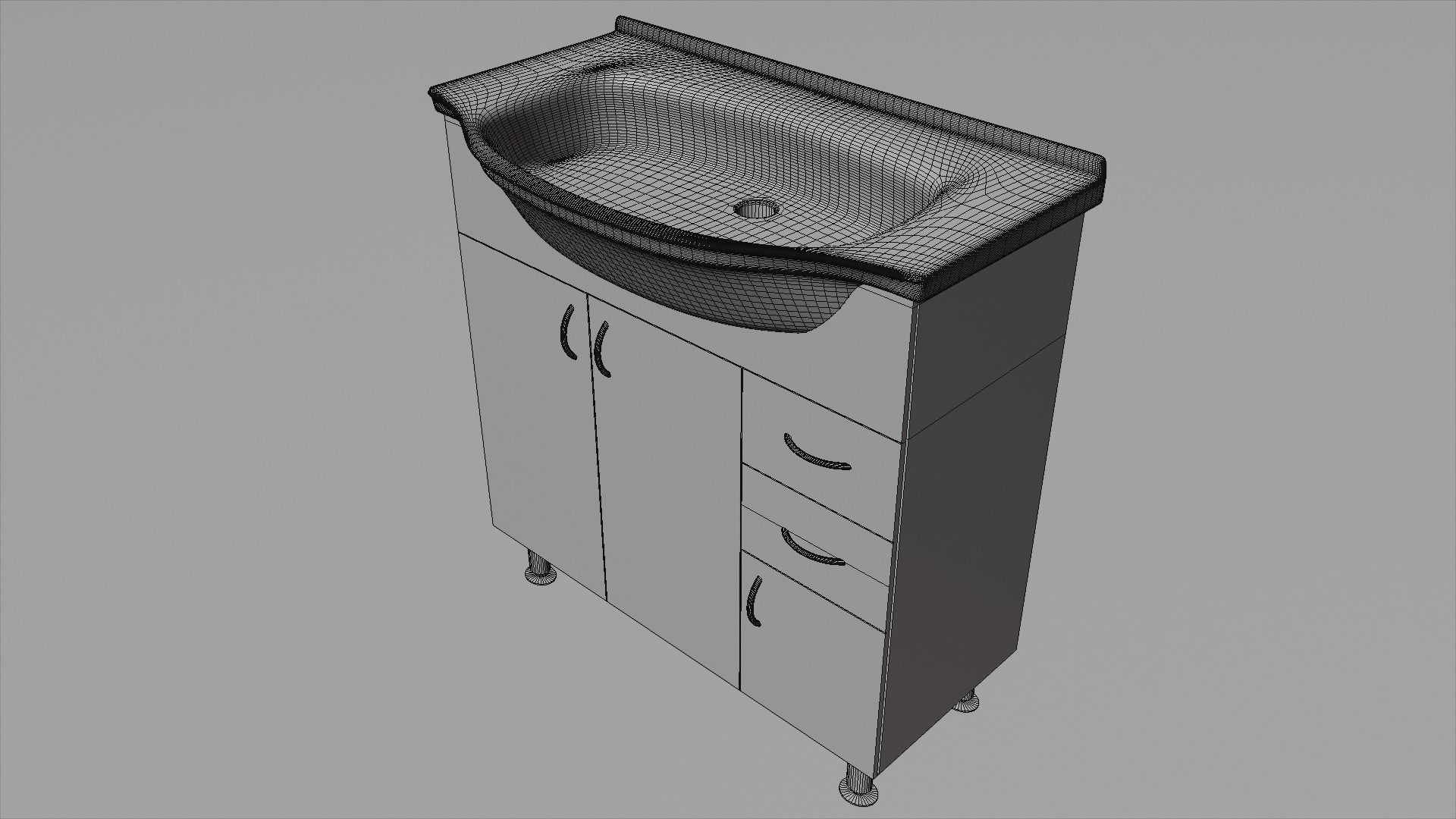 Bathroom wash-basin with cabinet 3D model_5