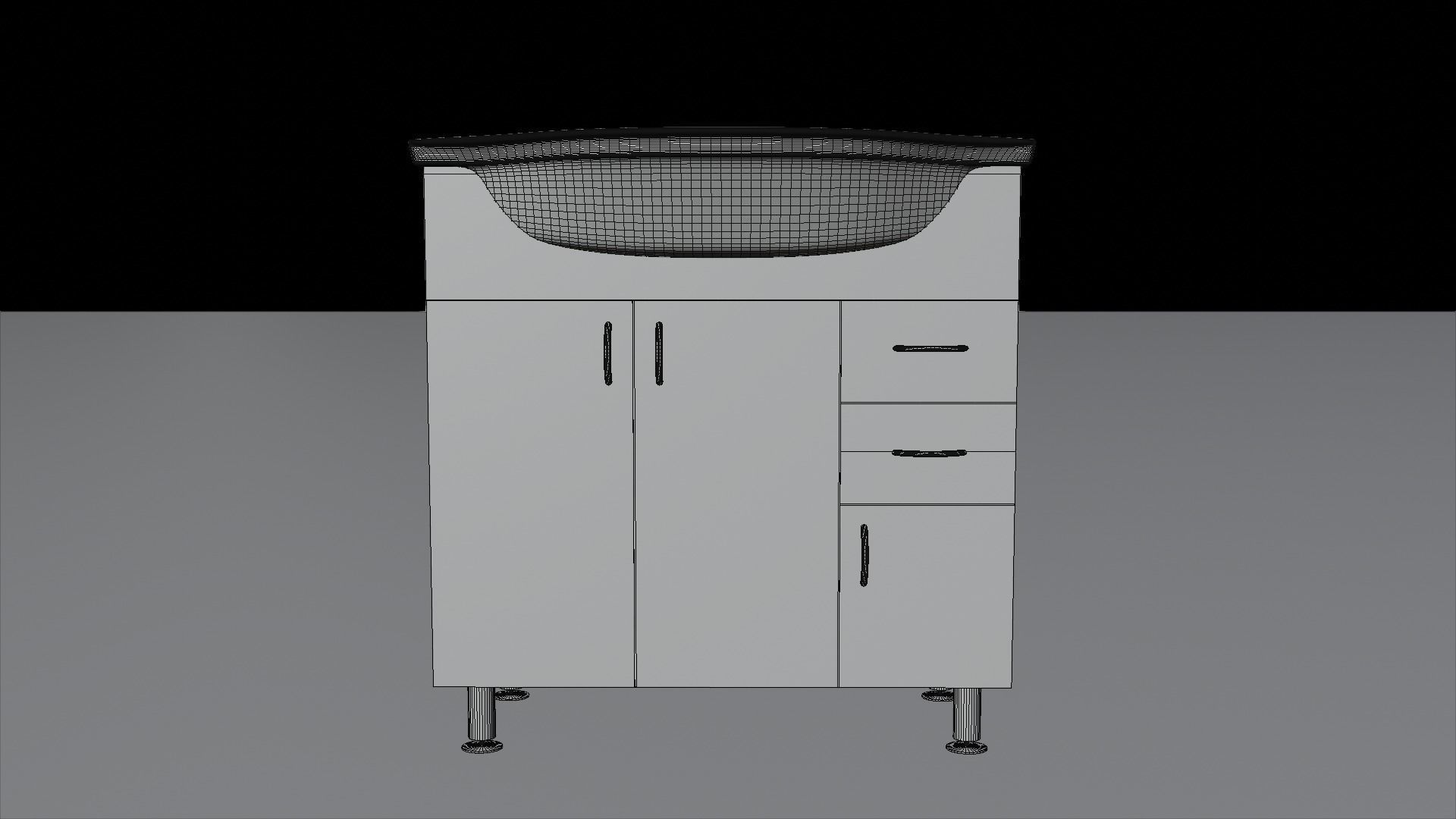 Bathroom wash-basin with cabinet 3D model_7