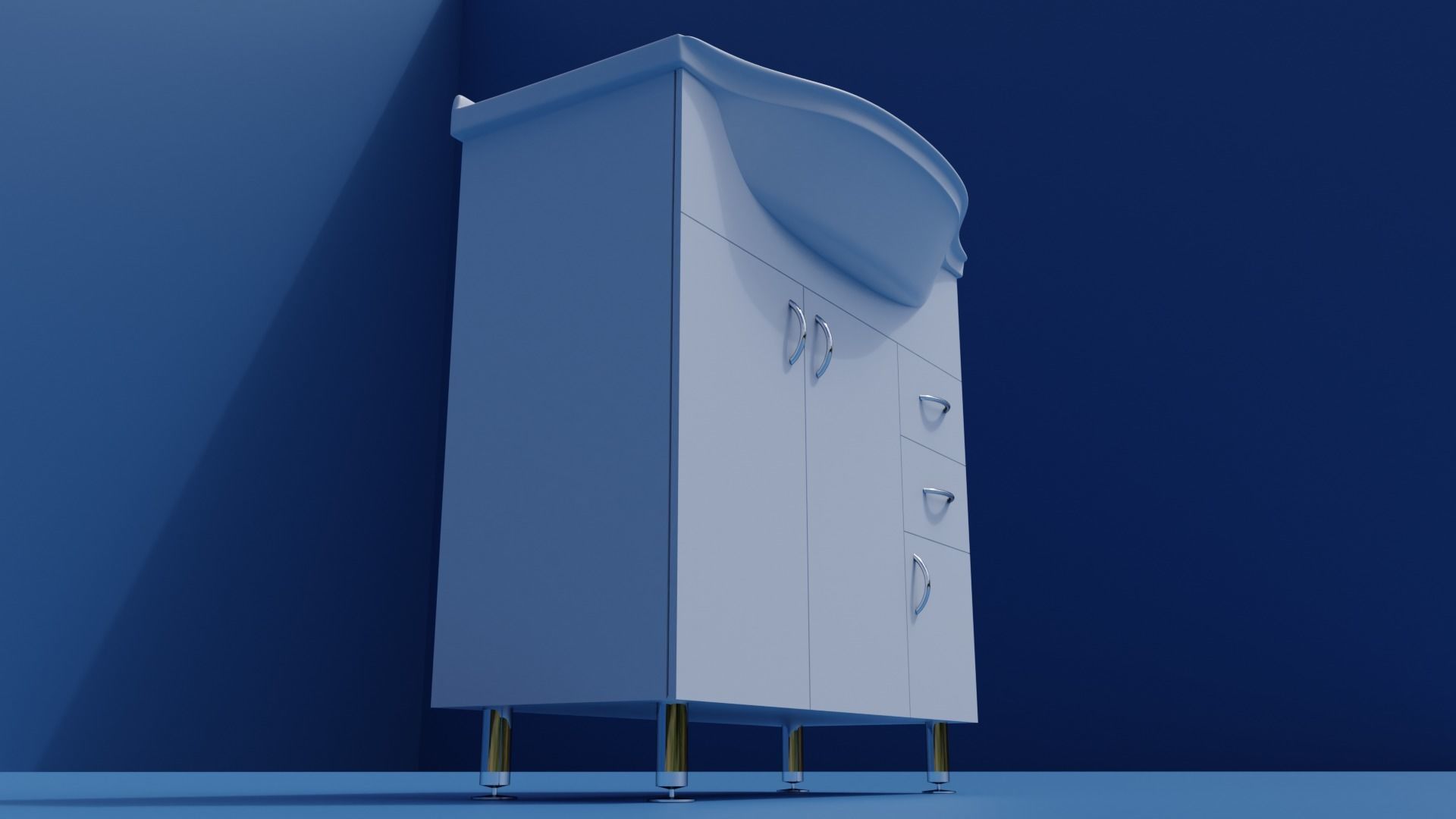 Bathroom wash-basin with cabinet 3D model_14