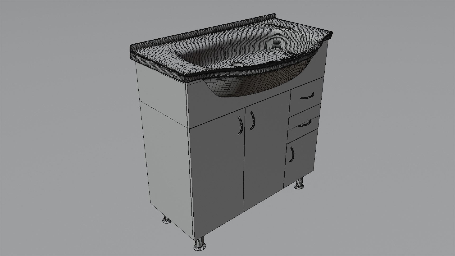 Bathroom wash-basin with cabinet 3D model_1