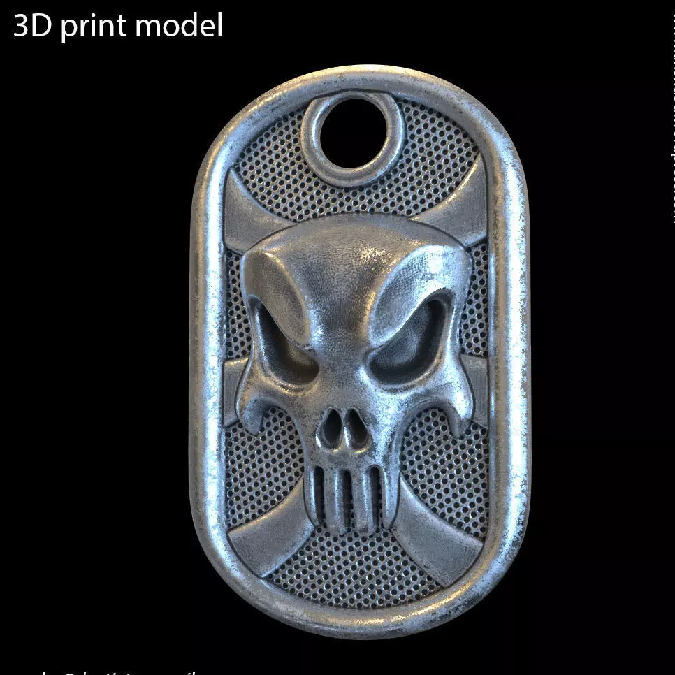 skull Pendant jewelry the punisher vol1 tag 3D print model_0
