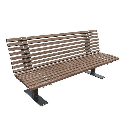 Bench10 bench with metal legs and wood slats Low-poly 3D model