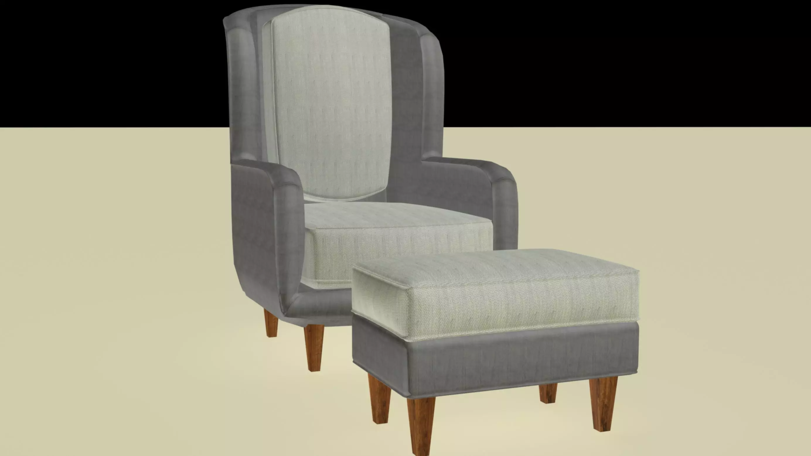 Loren Chair with pouf 3D model
