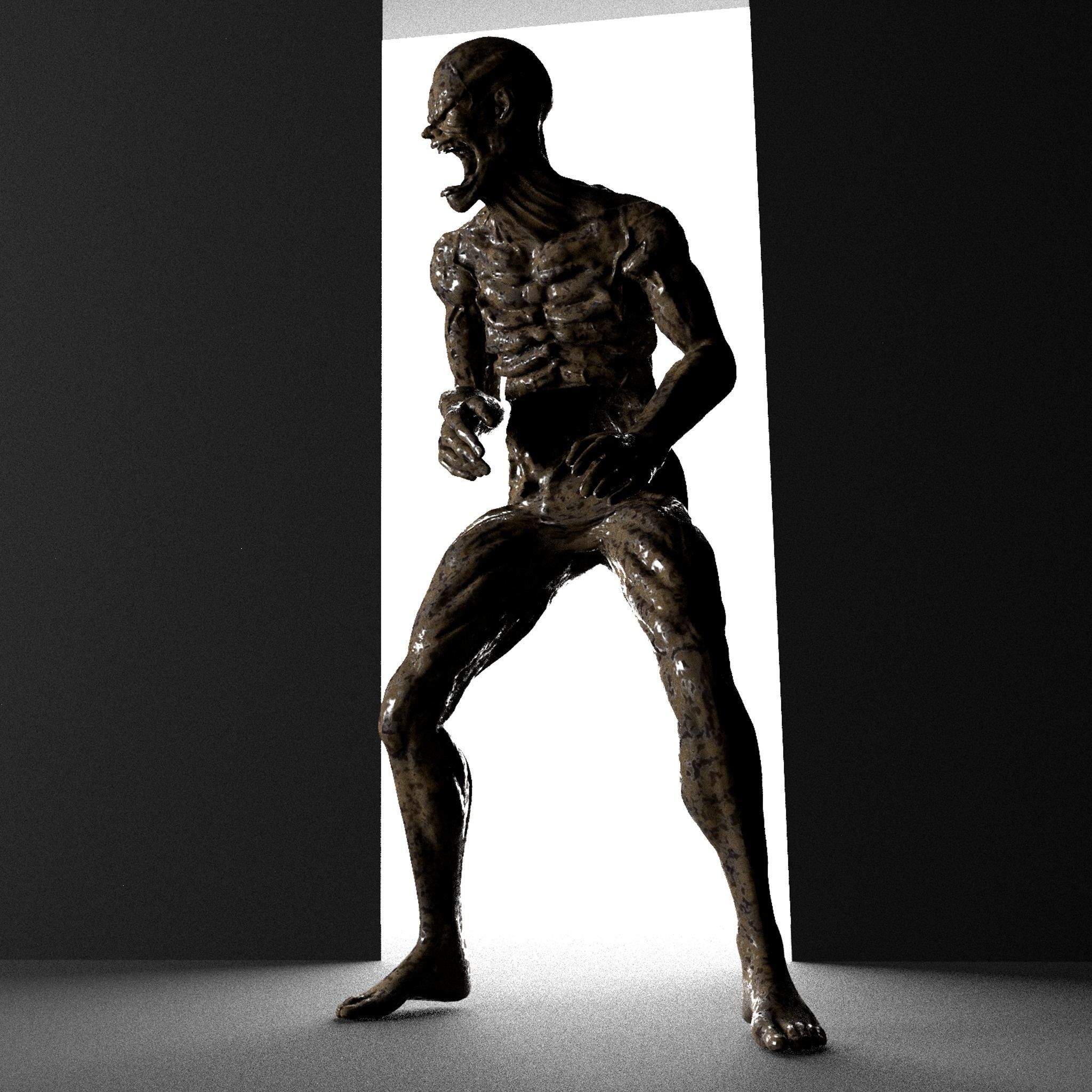 Zombie Character 2 Full Body Rigged Animated Low-poly 3D model_2