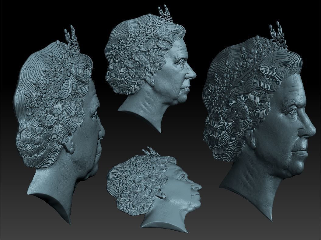 Queen Elizabeth - medal - relief - 2019 3D print model_1