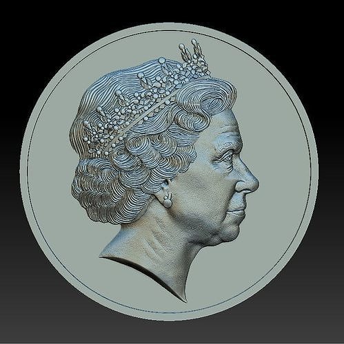 Queen Elizabeth - medal - relief - 2019 3D print model