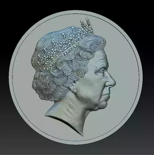 Queen Elizabeth - medal - relief - 2019 3D print model