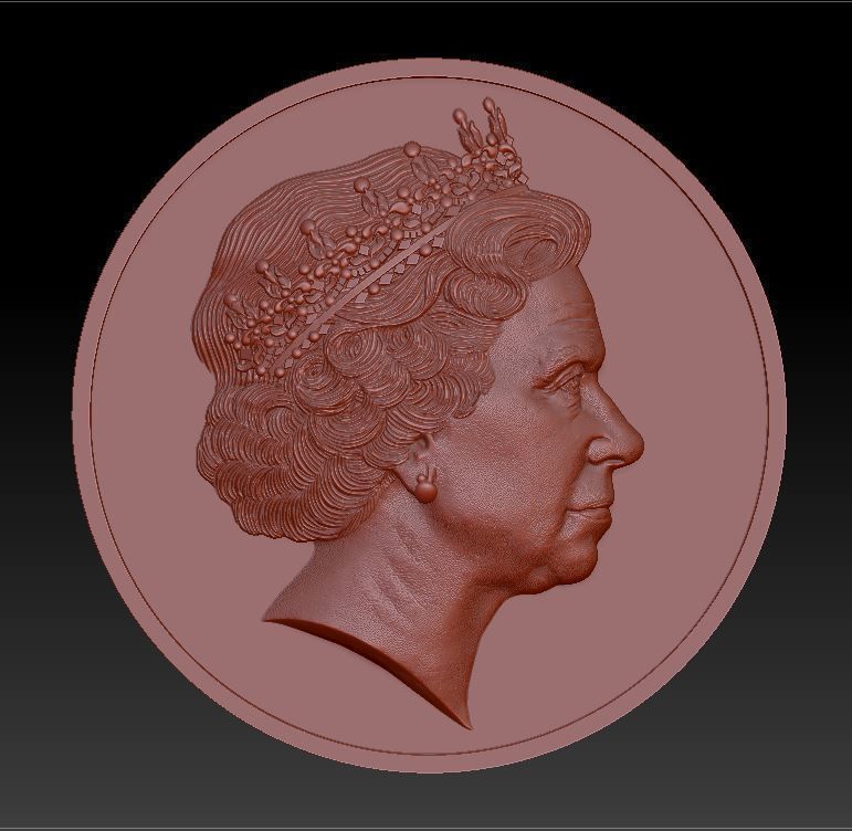 Queen Elizabeth - medal - relief - 2019 3D print model_4