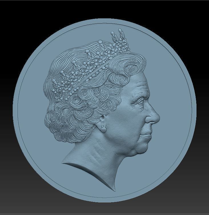 Queen Elizabeth - medal - relief - 2019 3D print model_2