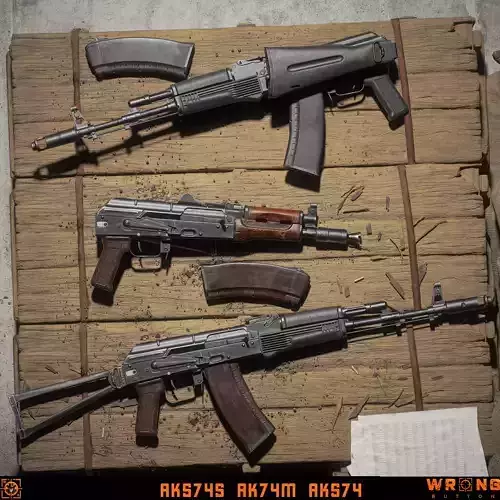 AK74 Modular system Low-poly 3D model