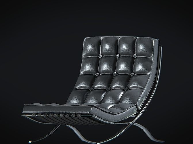 BarcelonaChair01 leather lounge chair Low-poly 3D model