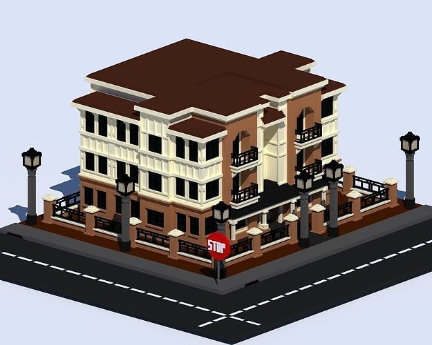 Voxel apartment Low-poly 3D model