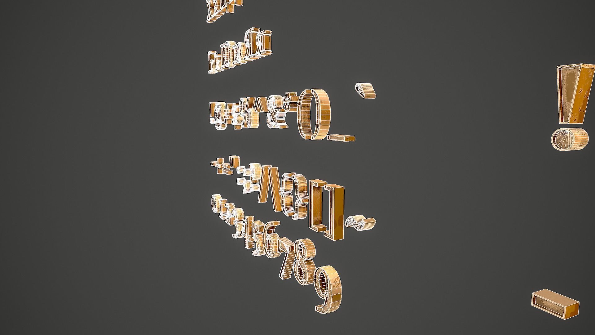 Russian and Ukrainian Letters - Bronze Low-poly 3D model_27