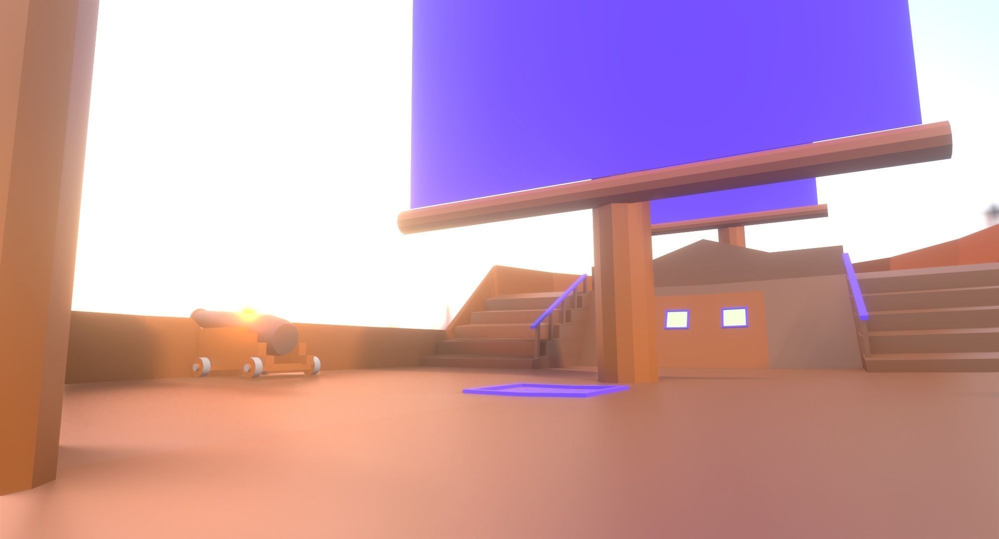 Low Poly Pirate Ship and Canon 3D Model Low-poly 3D model_3