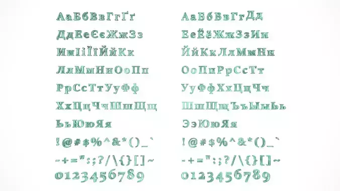 Russian and Ukrainian Letters - Bronze Corroded Low-poly 3D model