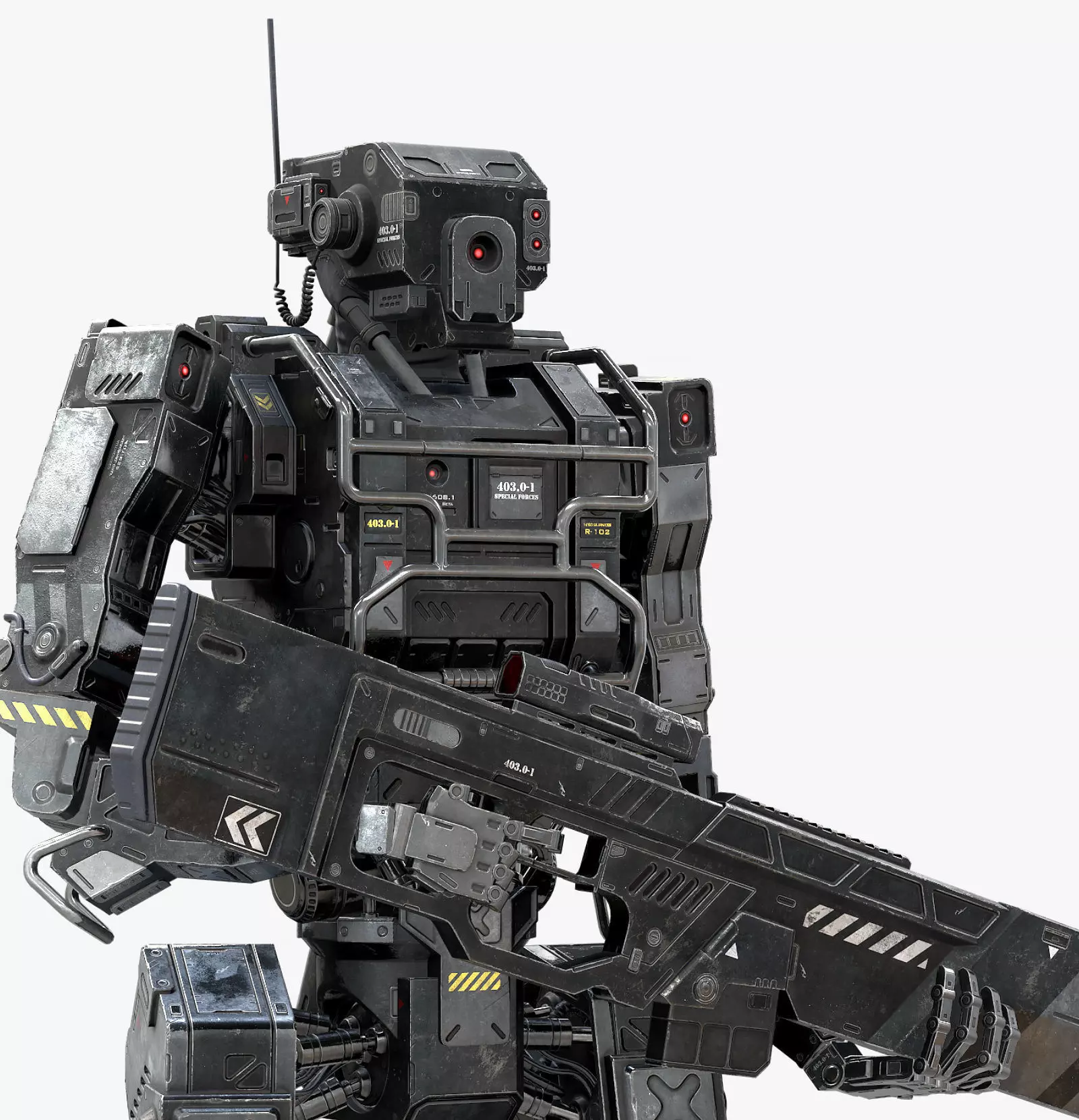 Robot Soldier Black low poly Low-poly 3D model_0