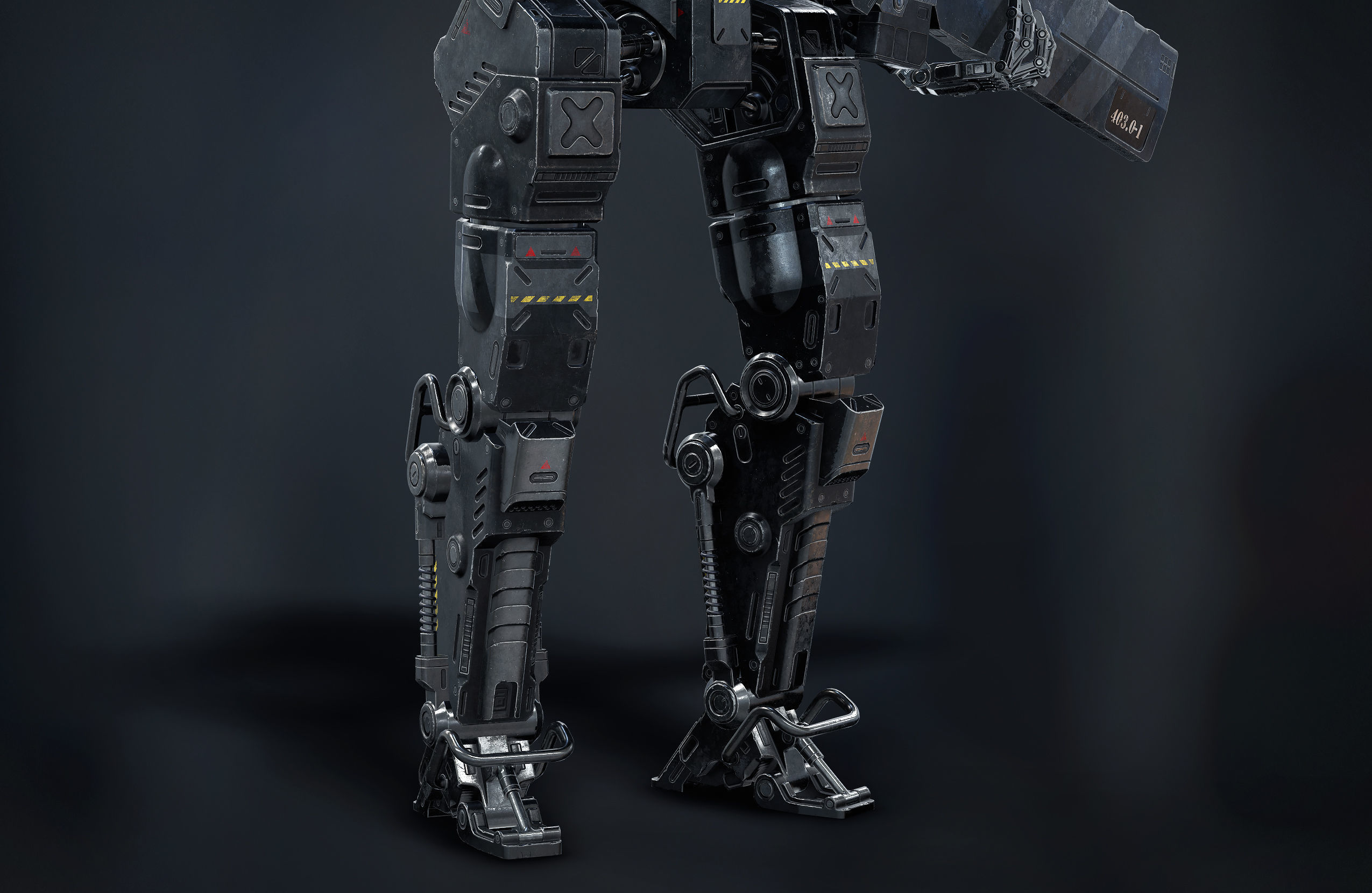 Robot Soldier Black low poly Low-poly 3D model_7