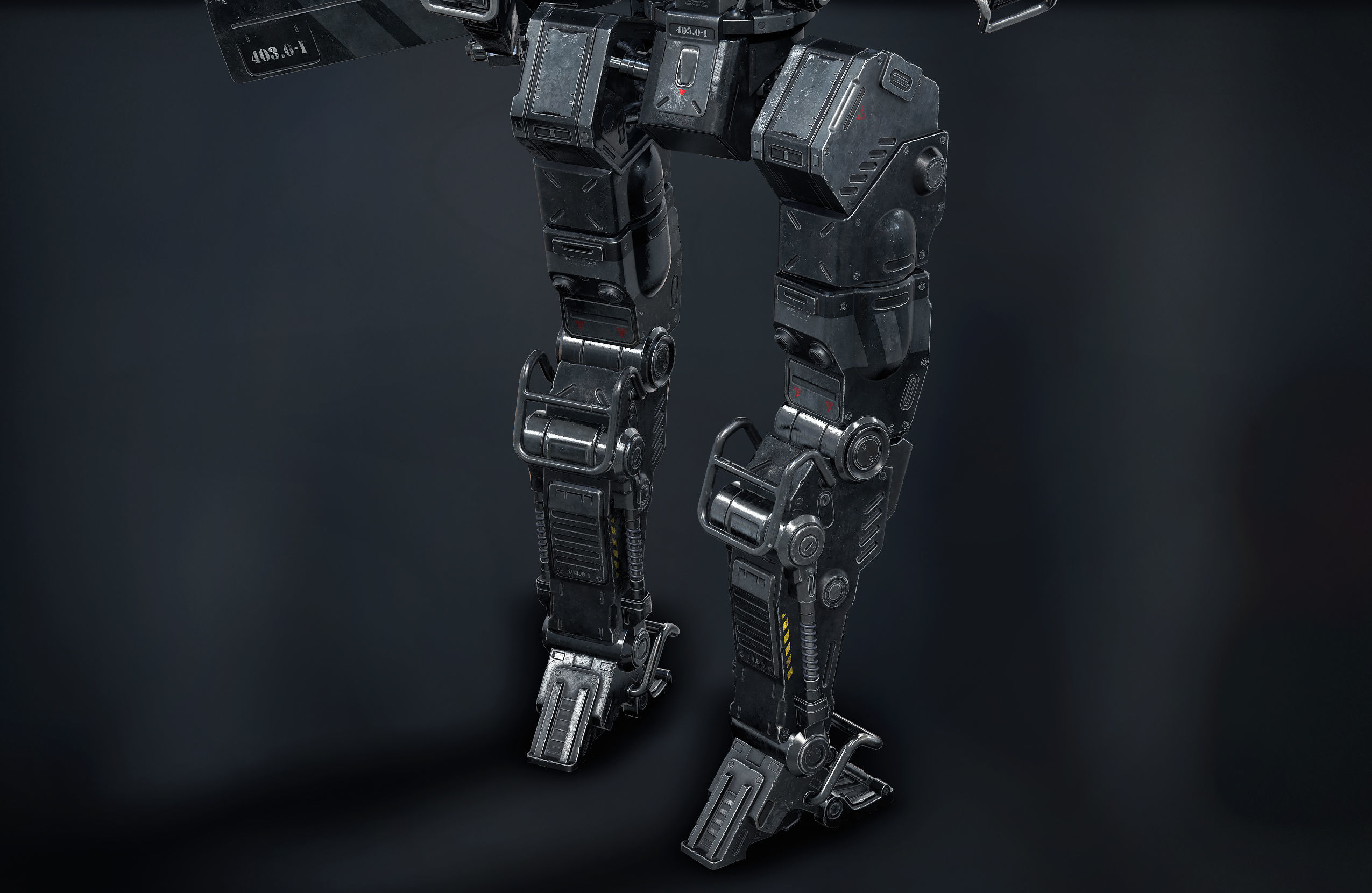 Robot Soldier Black low poly Low-poly 3D model_8