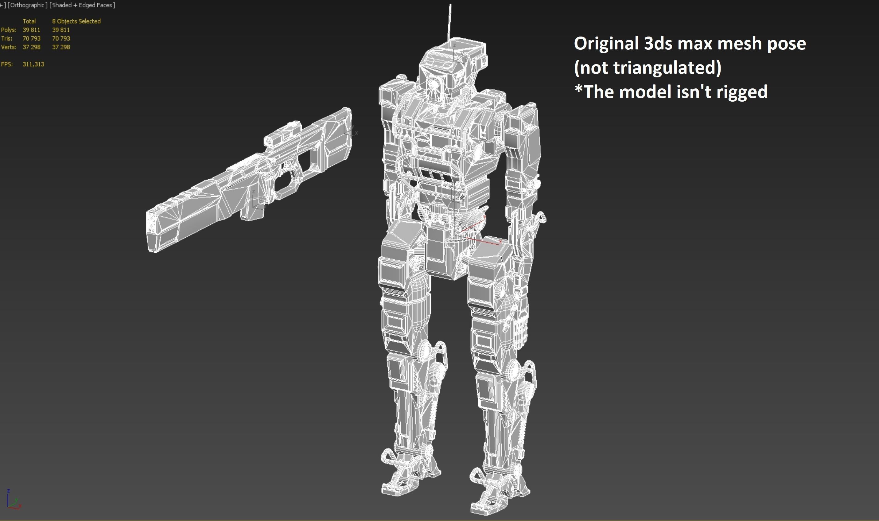 Robot Soldier Black low poly Low-poly 3D model_10