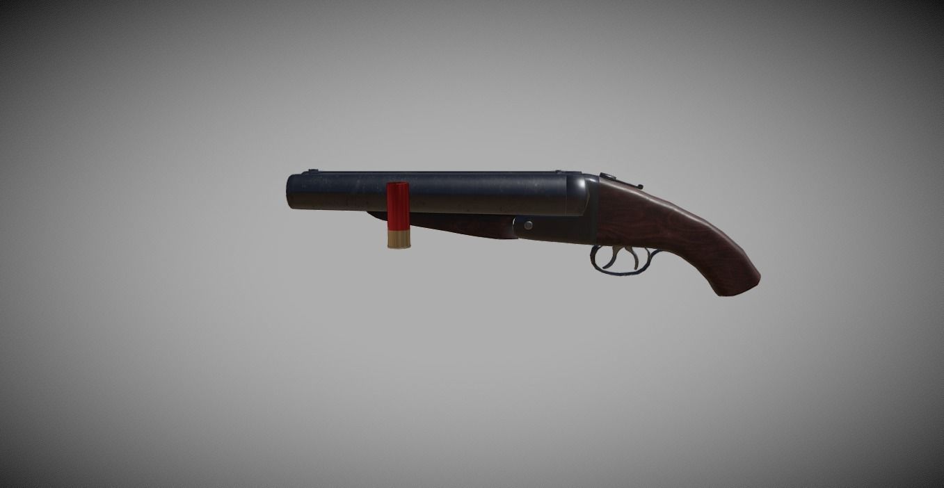 Double barrel short shotgun  Low-poly 3D model_2