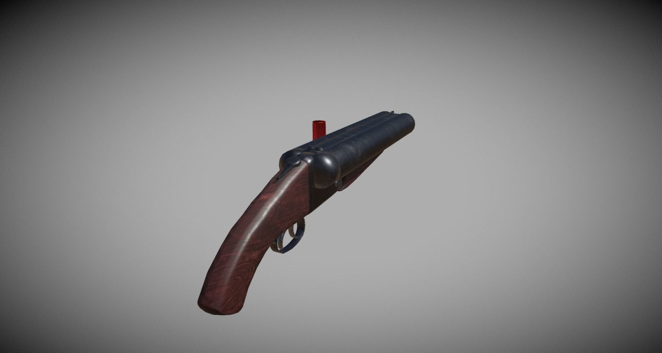 Double barrel short shotgun  Low-poly 3D model_1